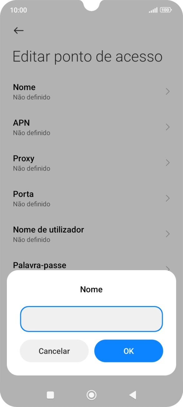 Introduza Vodafone Internet e prima OK.
