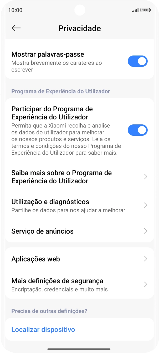Prima Mais definições de segurança.