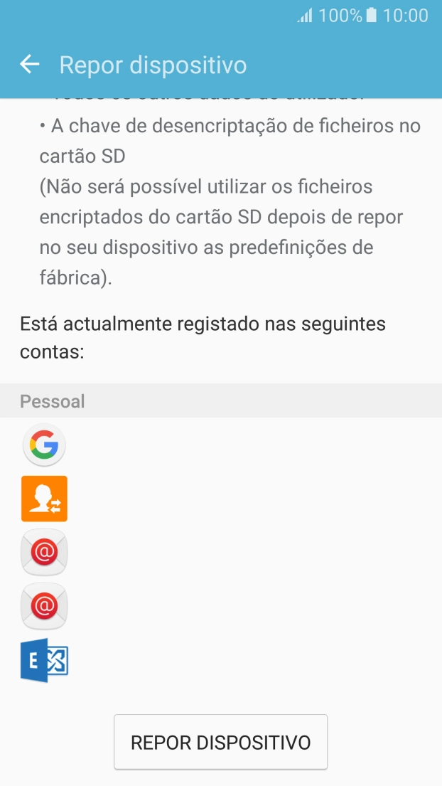 Prima REPOR DISPOSITIVO.