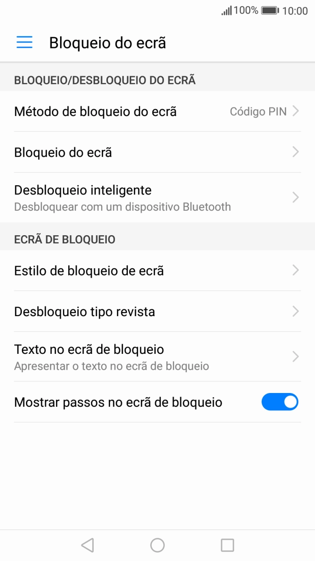 Prima Método de bloqueio do ecrã.