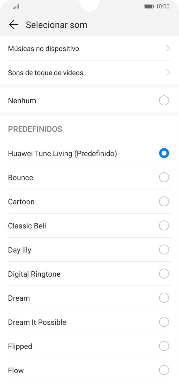 Prima Música no dispositivo.