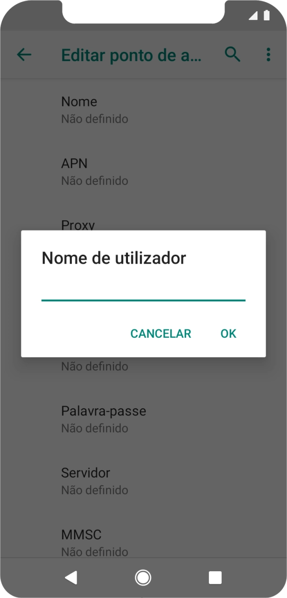 Introduza vodafone e prima OK.