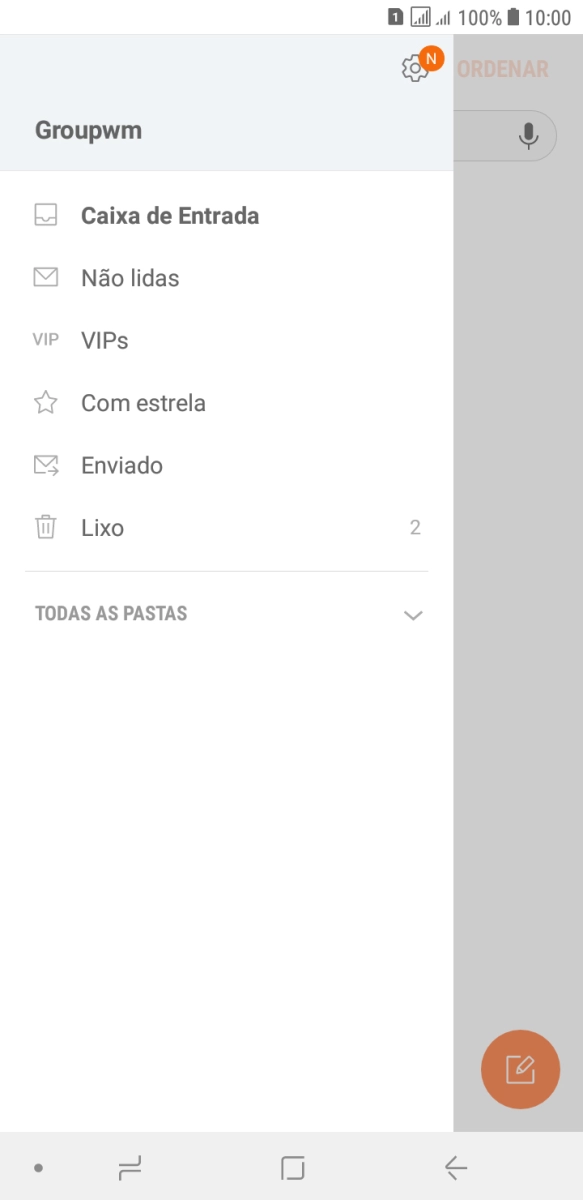Prima o ícone de definições.