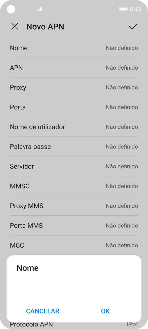 Introduza Vodafone Internet e prima OK.