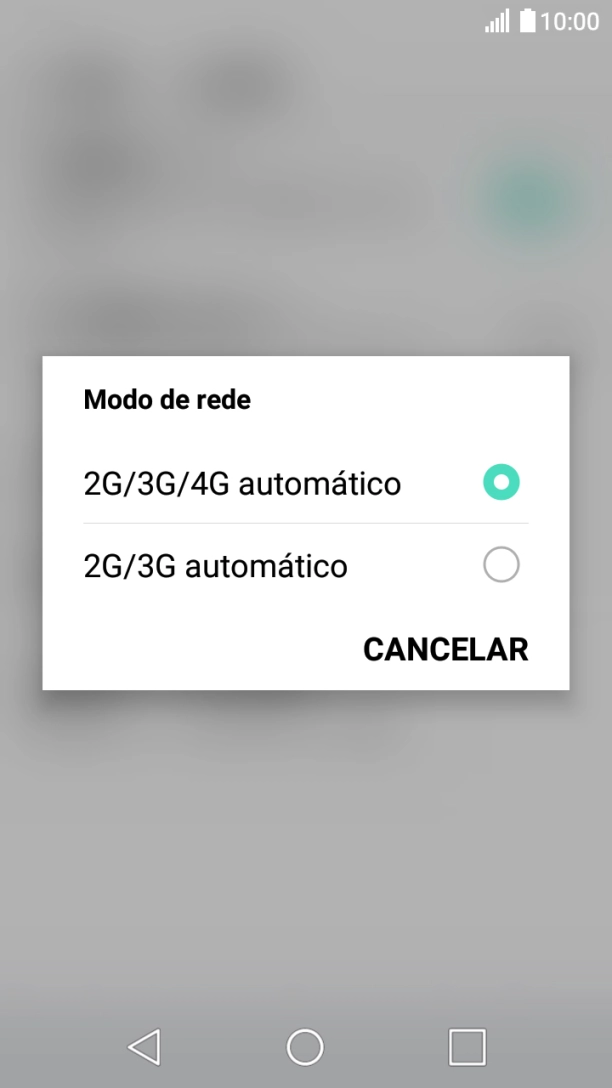 Prima o tipo de rede pretendido.
