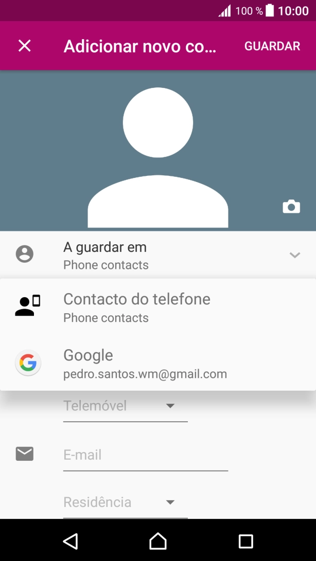 Prima Contacto do telefone.