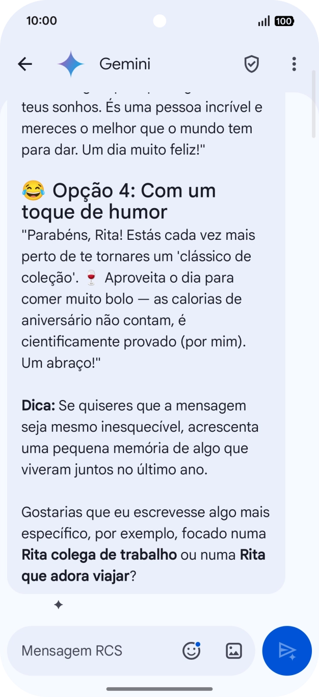 As sugestões de texto da Gemini são agora mostradas no ecrã.