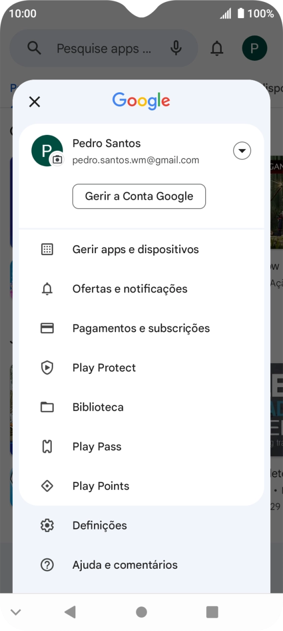 Prima Gerir apps e dispositivos.