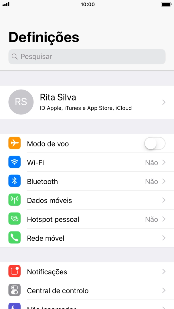 Prima o seu ID Apple.