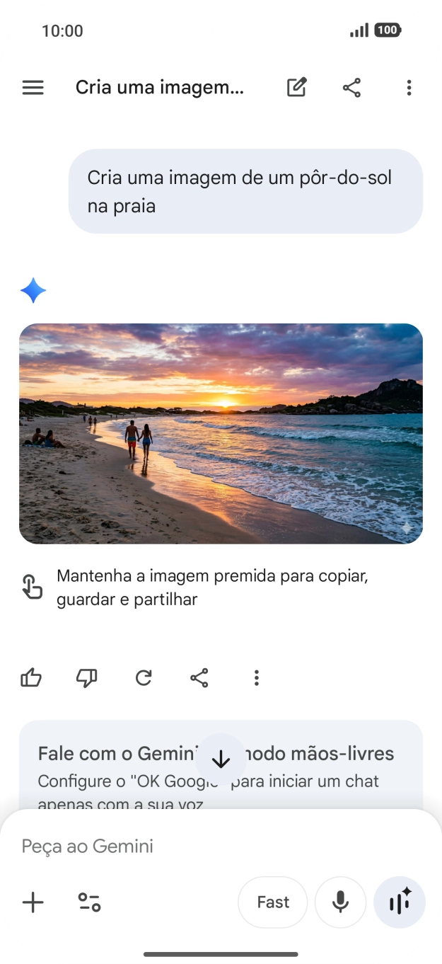 Também é possível solicitar à Gemini que gere uma imagem baseada na sua descrição.