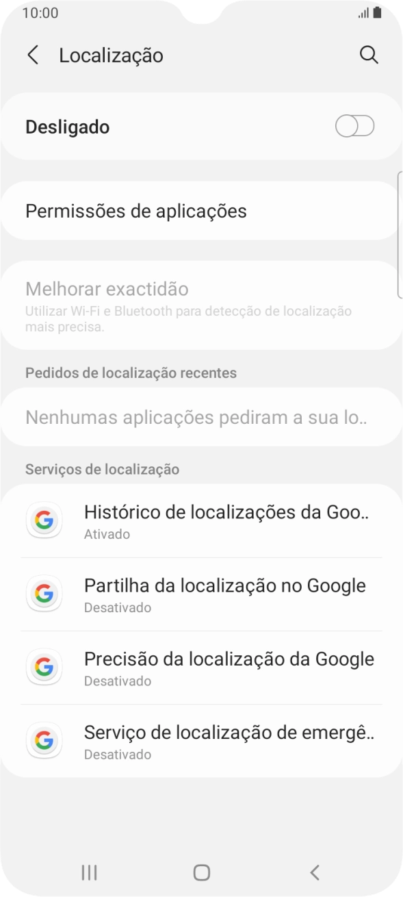 Prima o indicador para ativar ou desativar a função.