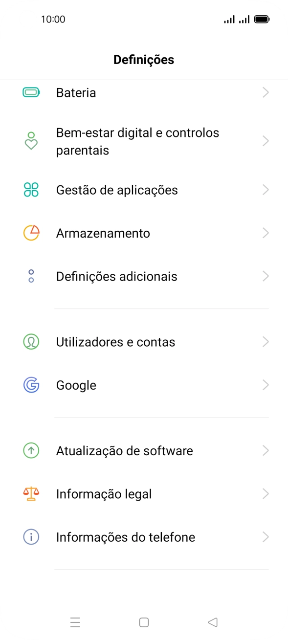 Prima Utilizadores e contas.