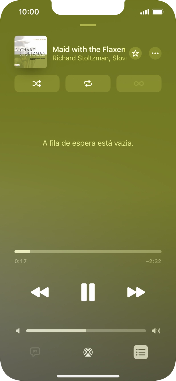 Prima o ícone de reprodução aleatória para ativar ou desativar a função.