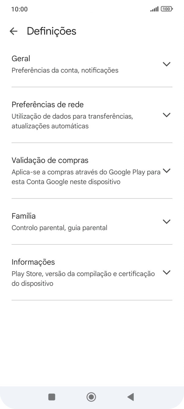 Prima Preferências de rede.