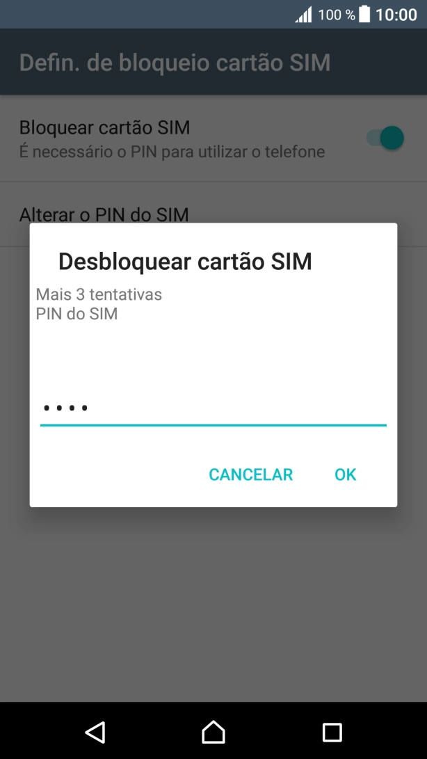 Introduza o seu código PIN e prima OK.