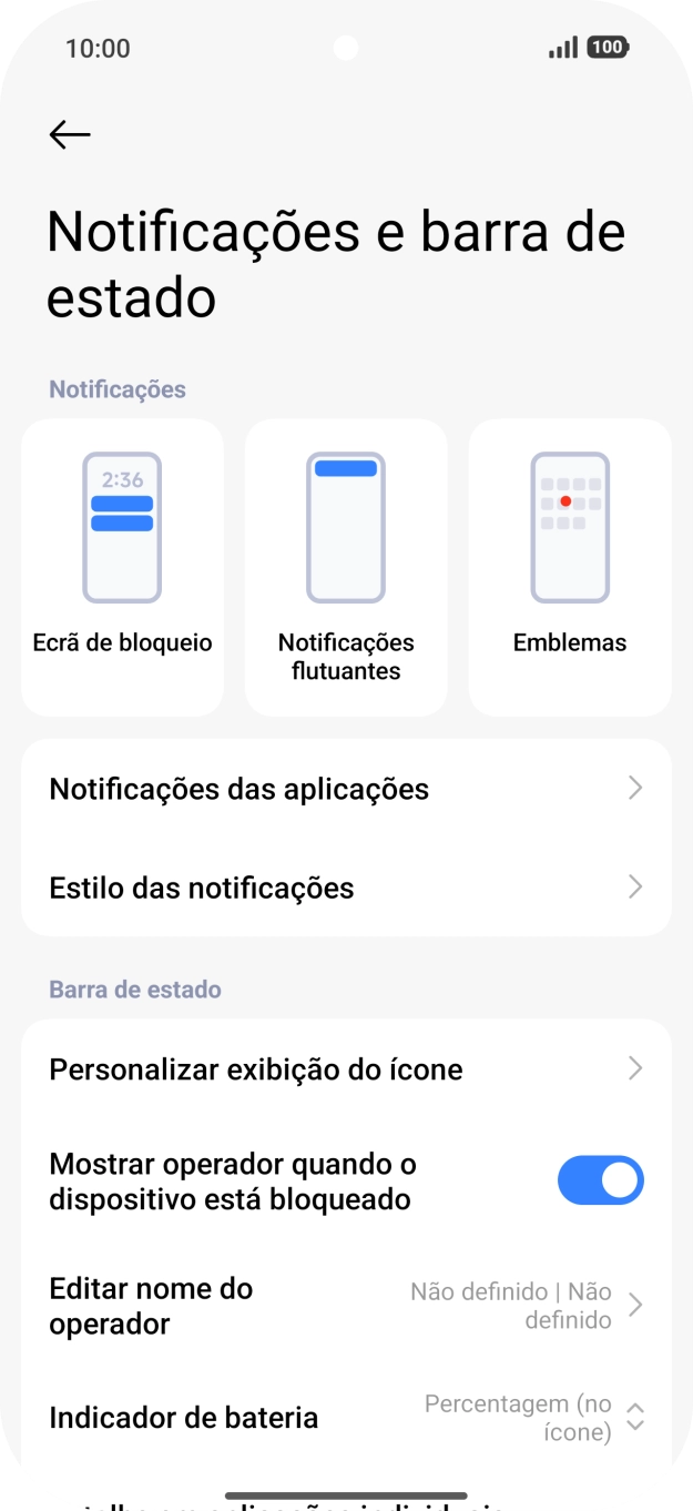 Prima Notificações das aplicações.