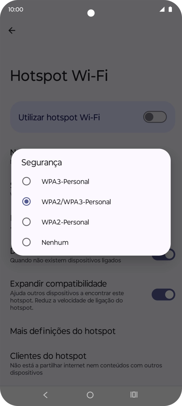 Prima WPA3-Personal para proteger o hotspot Wi-Fi com uma password.