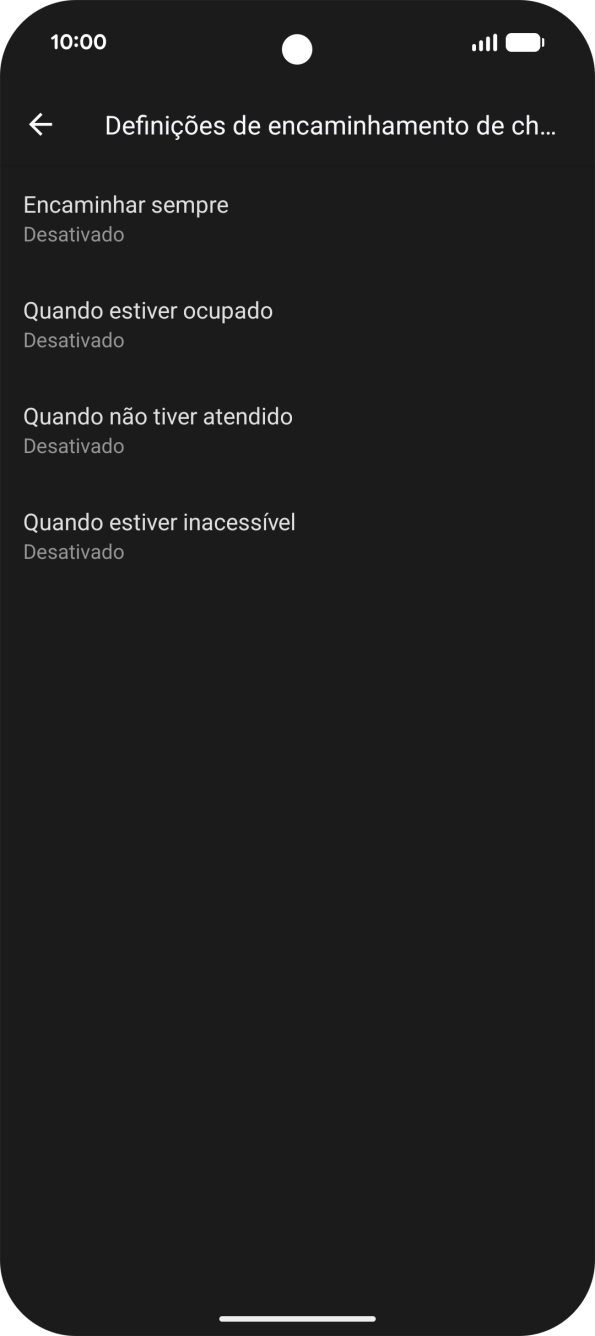 Prima o tipo de desvio pretendido.