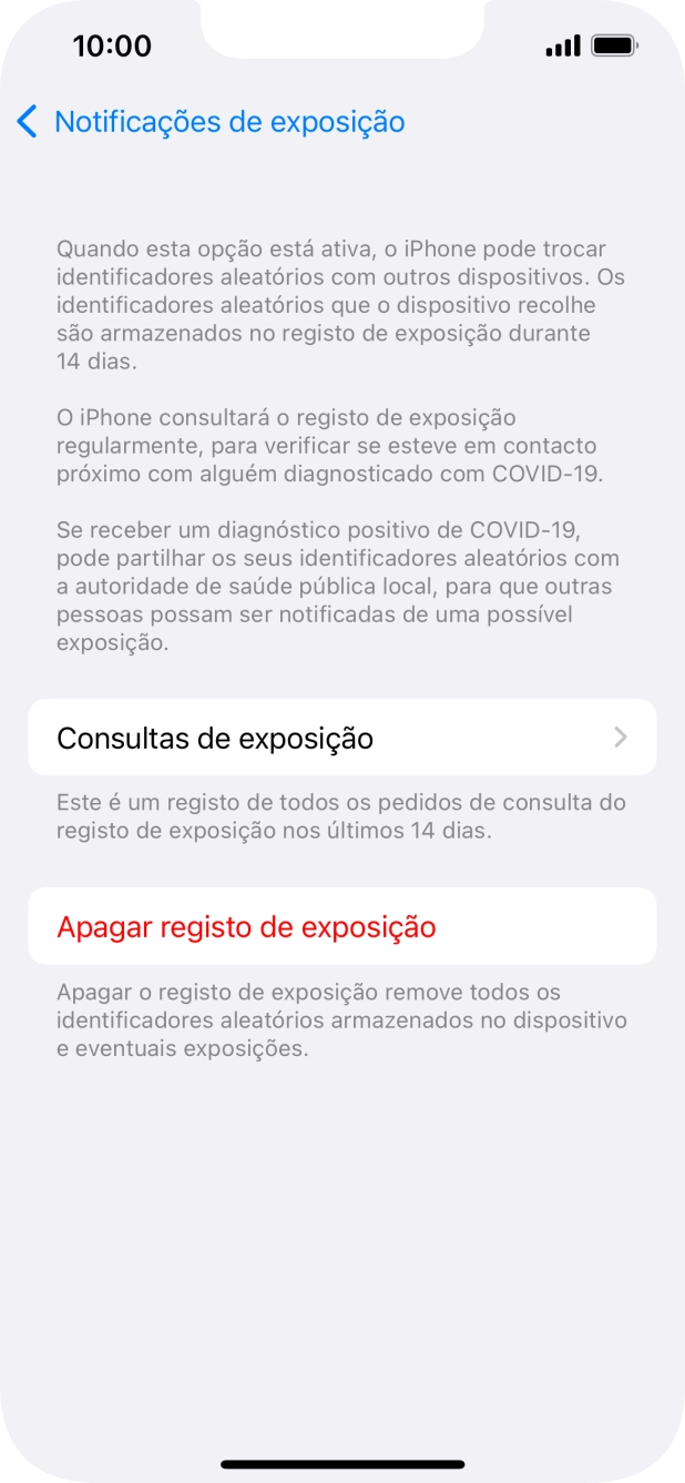 Prima Apagar registo de exposição.