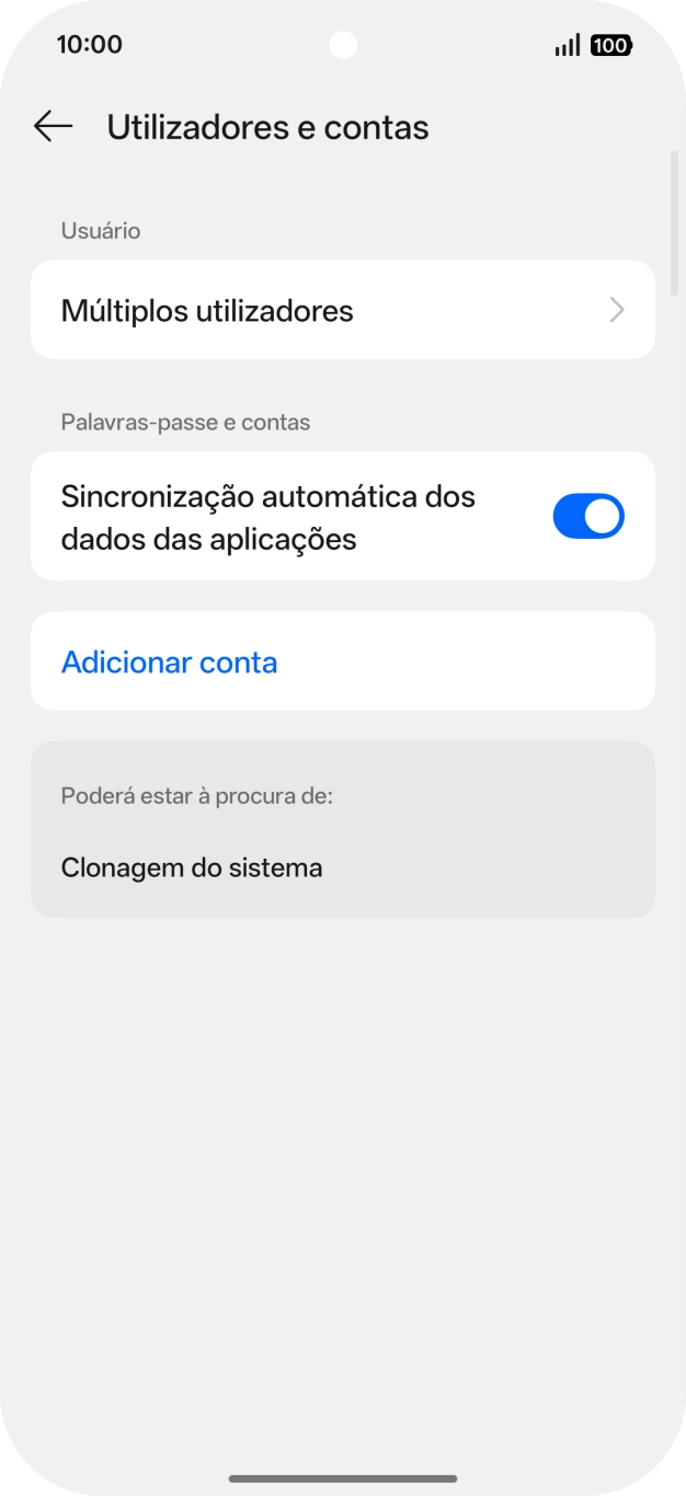 Prima Adicionar conta.
