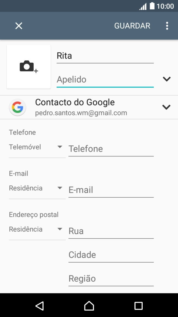 Prima Apelido e introduza o apelido.