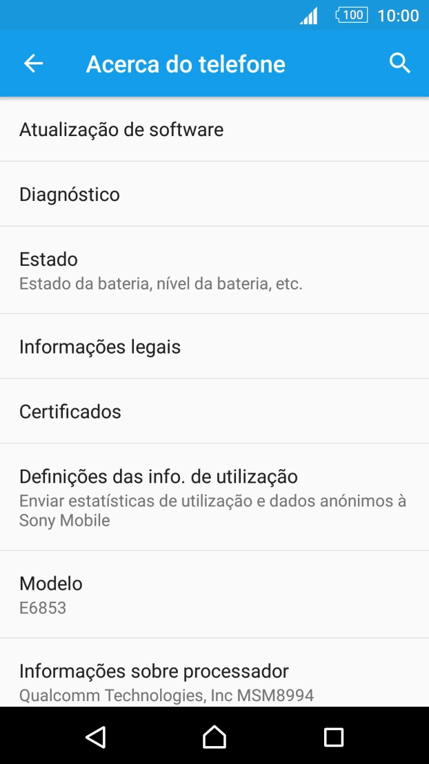 Prima Atualização de software. Se existir uma nova versão de software disponível, será agora indicado no ecrã. 
Siga as indicações no ecrã para atualizar o software do telefone.