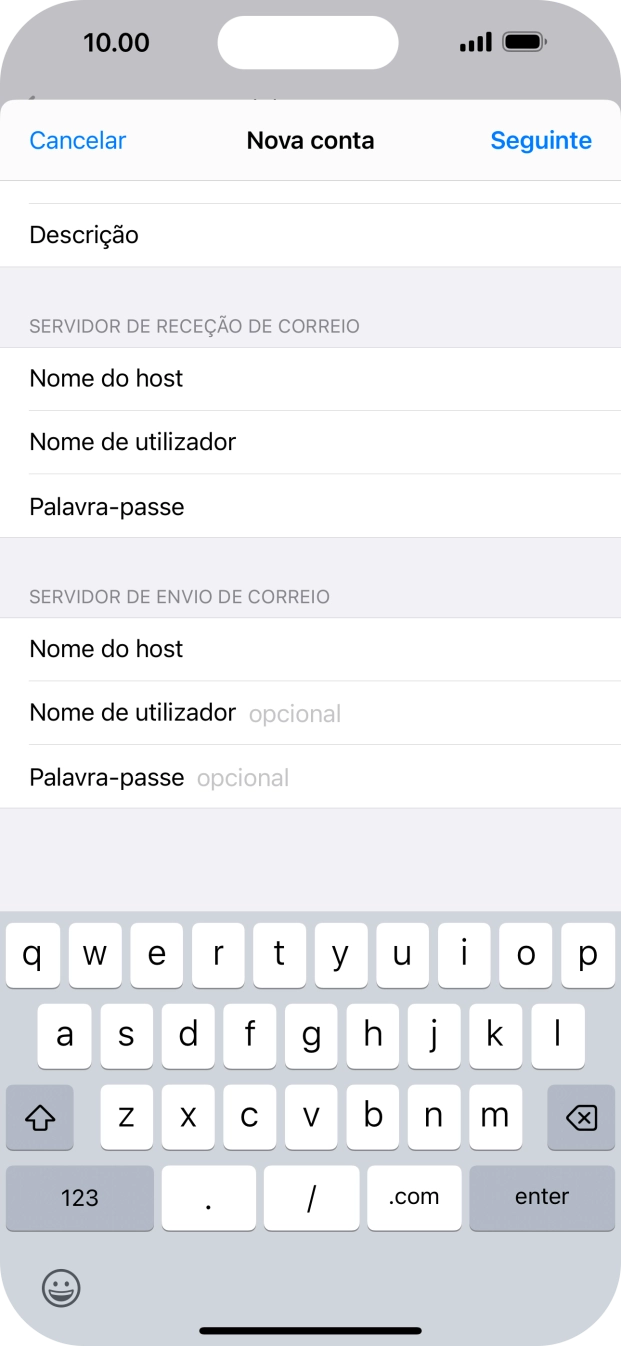 Prima Nome de utilizador e introduza o nome de utilizador da sua conta de e-mail na Vodafone.