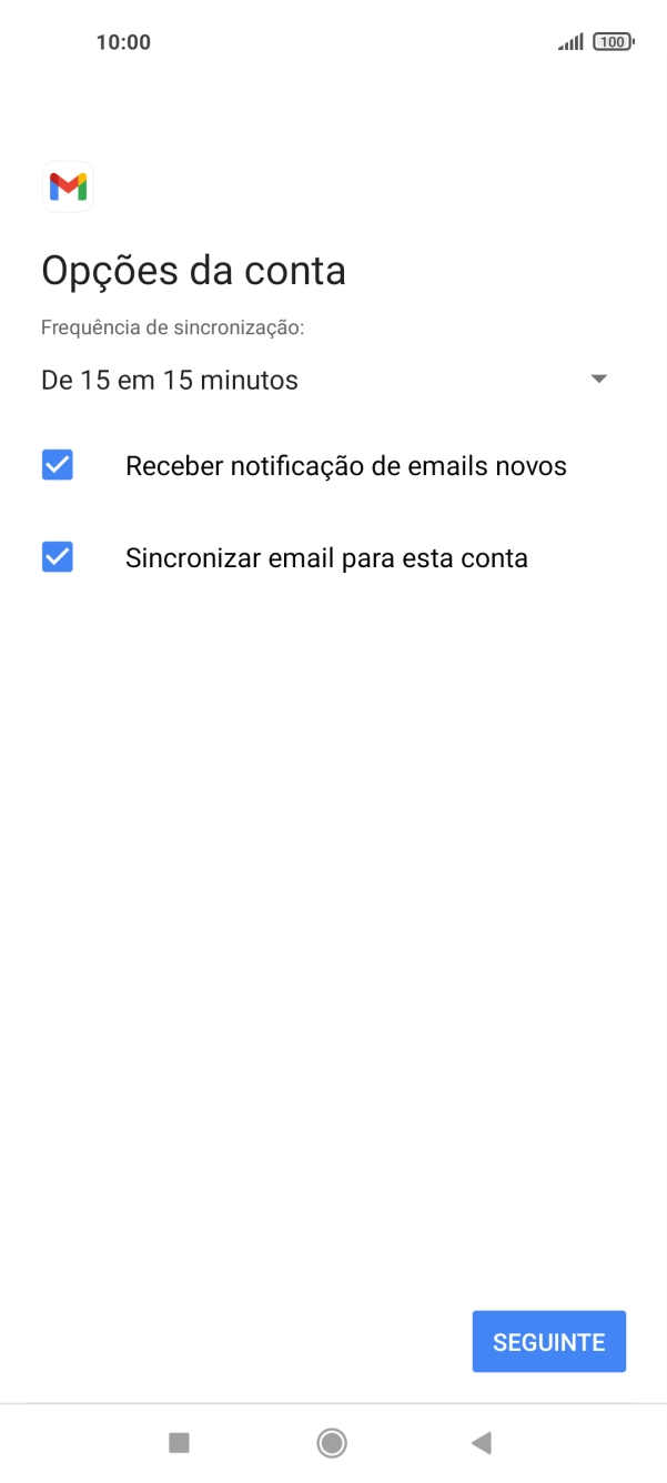 Se o ecrã mostrar esta imagem, a sua conta foi identificada e configurada automaticamente. Siga as indicações no ecrã para introduzir informações adicionais e concluir a configuração.