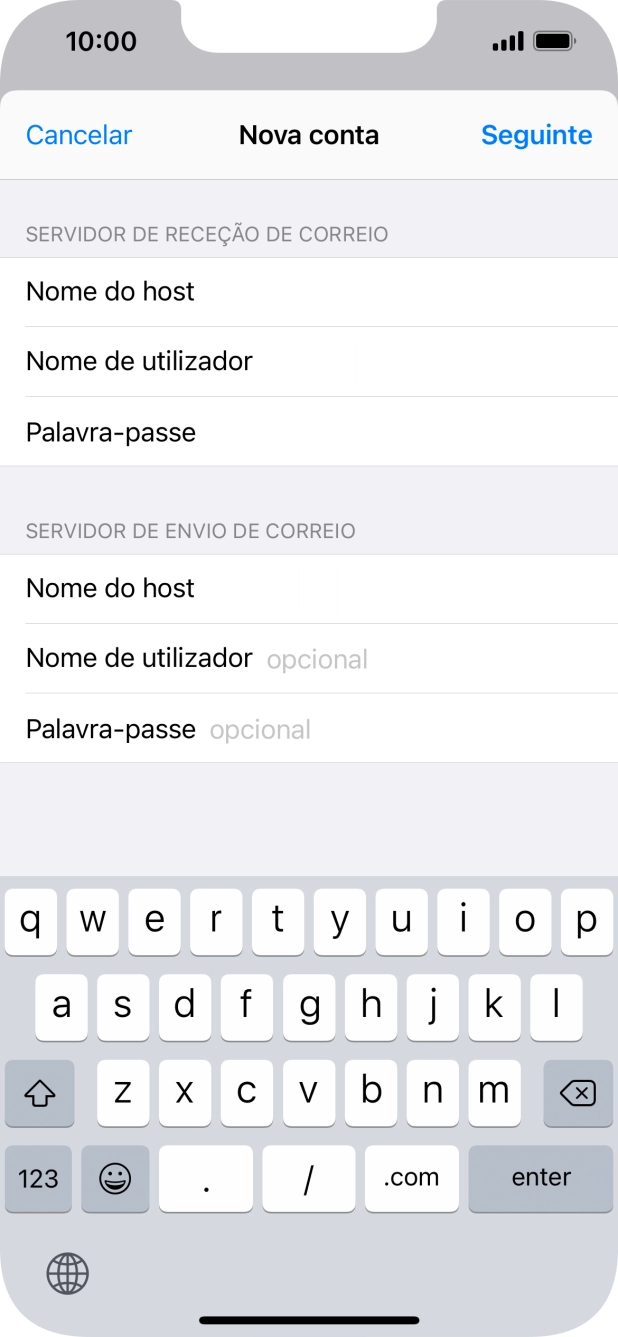 Prima Nome de utilizador e introduza o nome de utilizador da sua conta de e-mail.