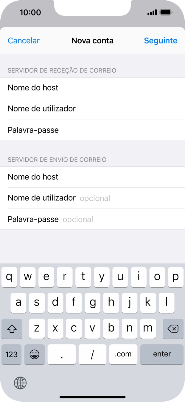 Prima Nome de utilizador e introduza o nome de utilizador da sua conta de e-mail na Vodafone.