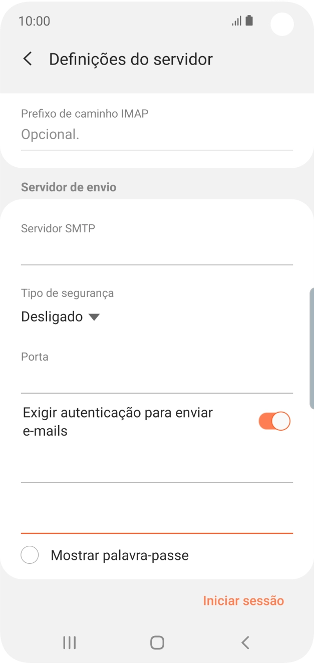 Prima Iniciar sessão.