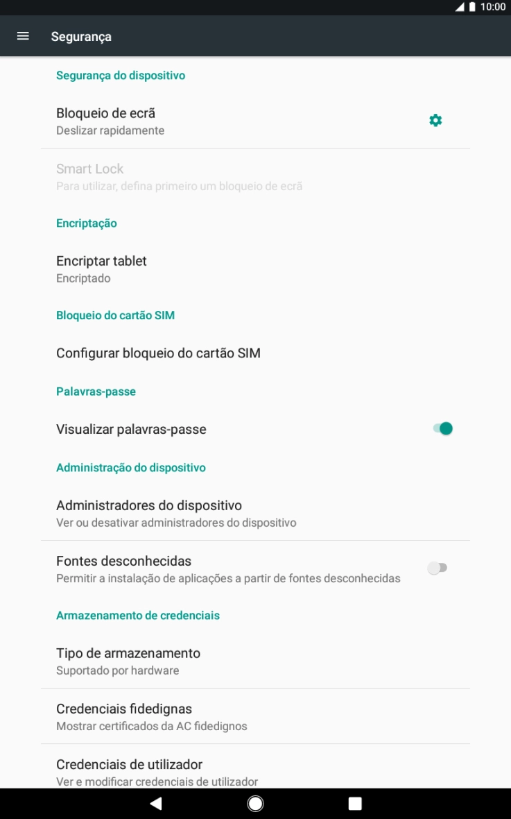 Prima Configurar bloqueio do cartão SIM.