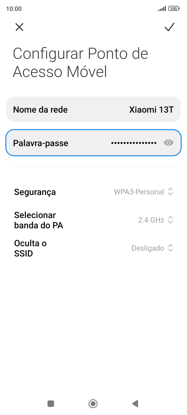 Prima Palavra-passe e introduza a password pretendida.