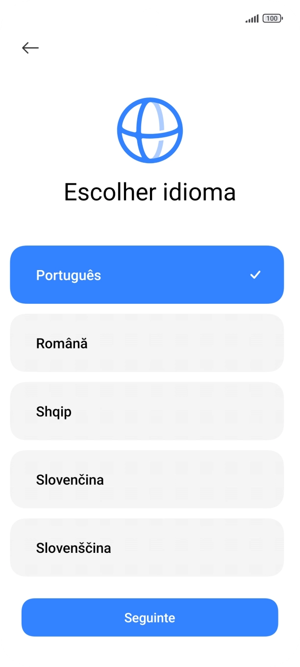 Prima o idioma pretendido.