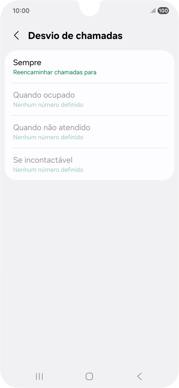 Prima o tipo de desvio pretendido.