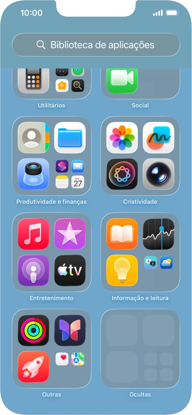 A app está agora colocada na pasta Ocultas da Biblioteca de apps.
