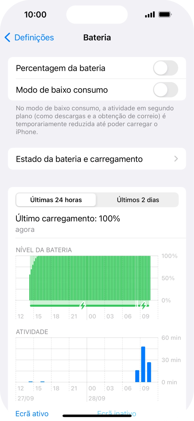 Prima Estado da bateria e carregamento.