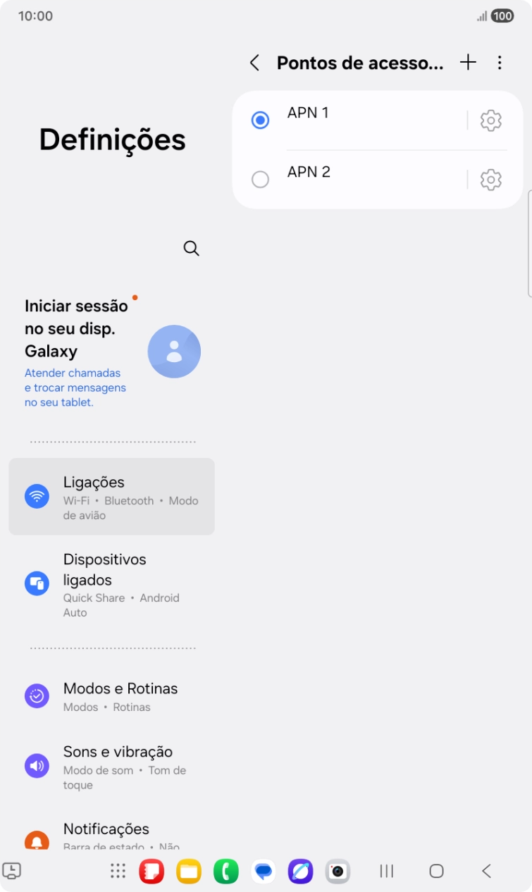 Prima o campo junto à ligação de dados para a ativar.