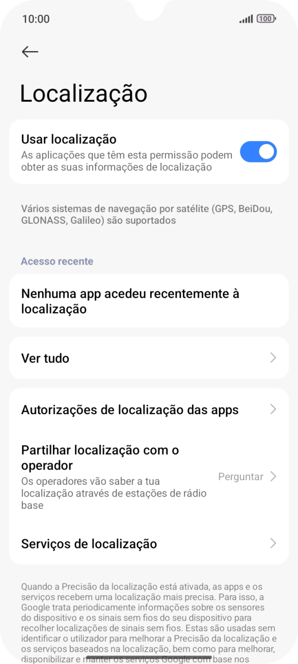 Prima Autorizações de localização das apps.