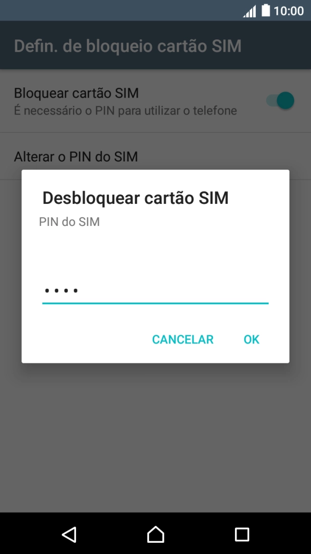Introduza o seu código PIN e prima OK.