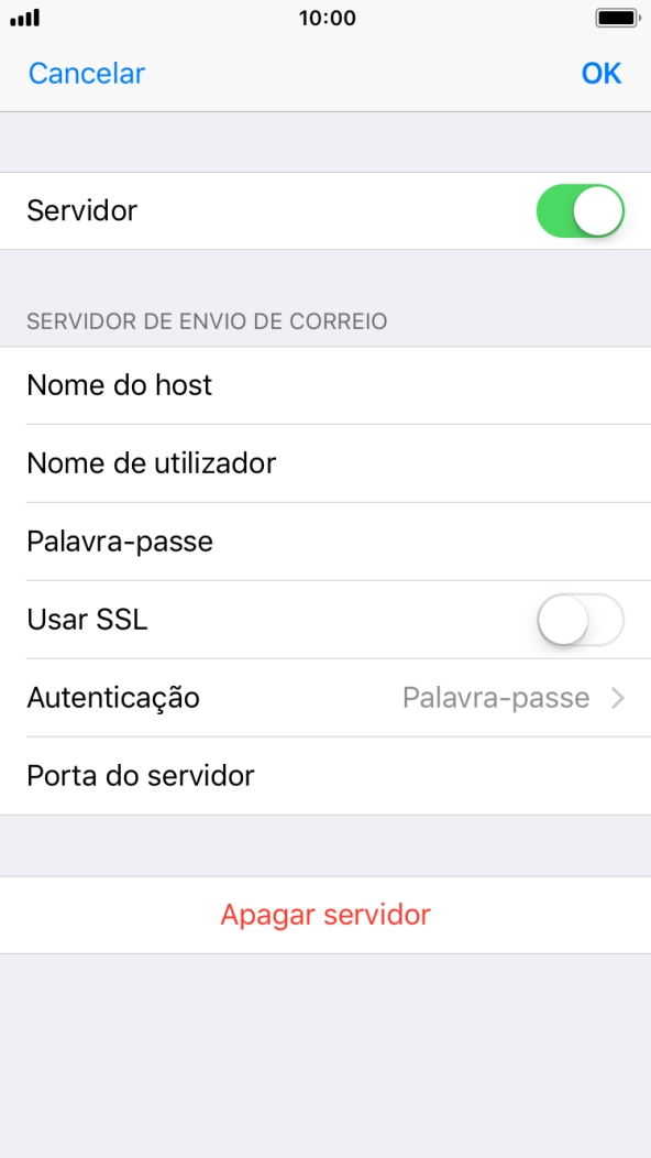 Prima Porta do servidor e insira 25.
