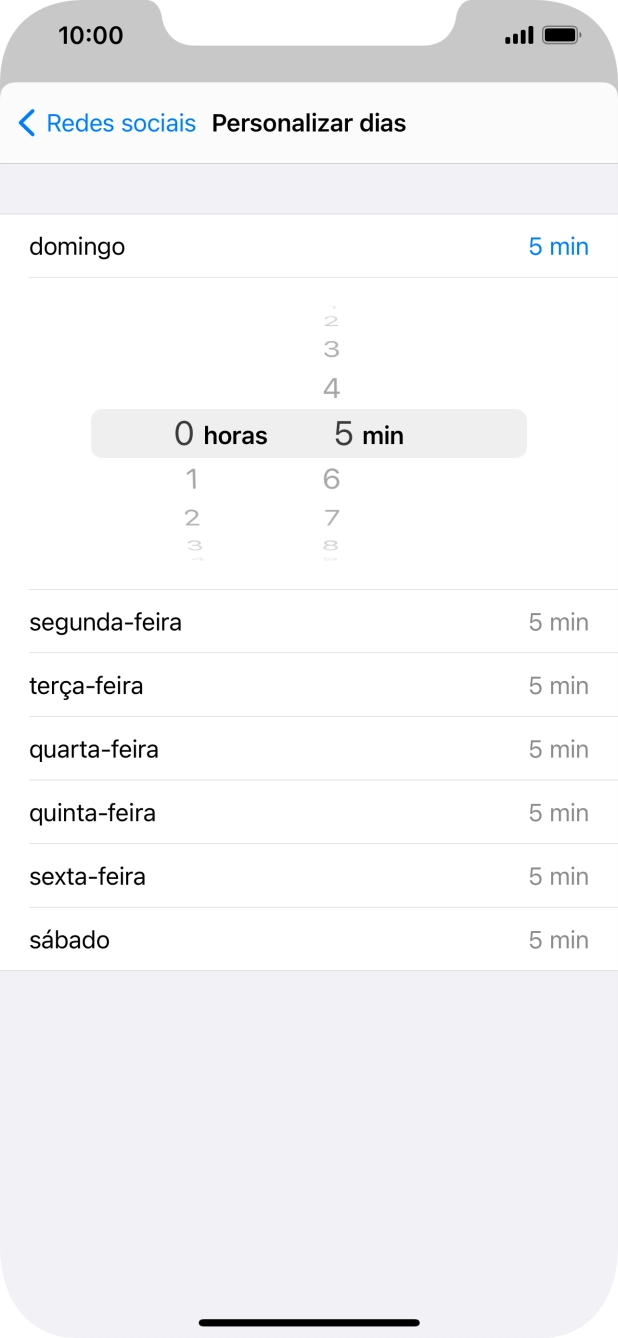 Escolha o limite de tempo pretendido.