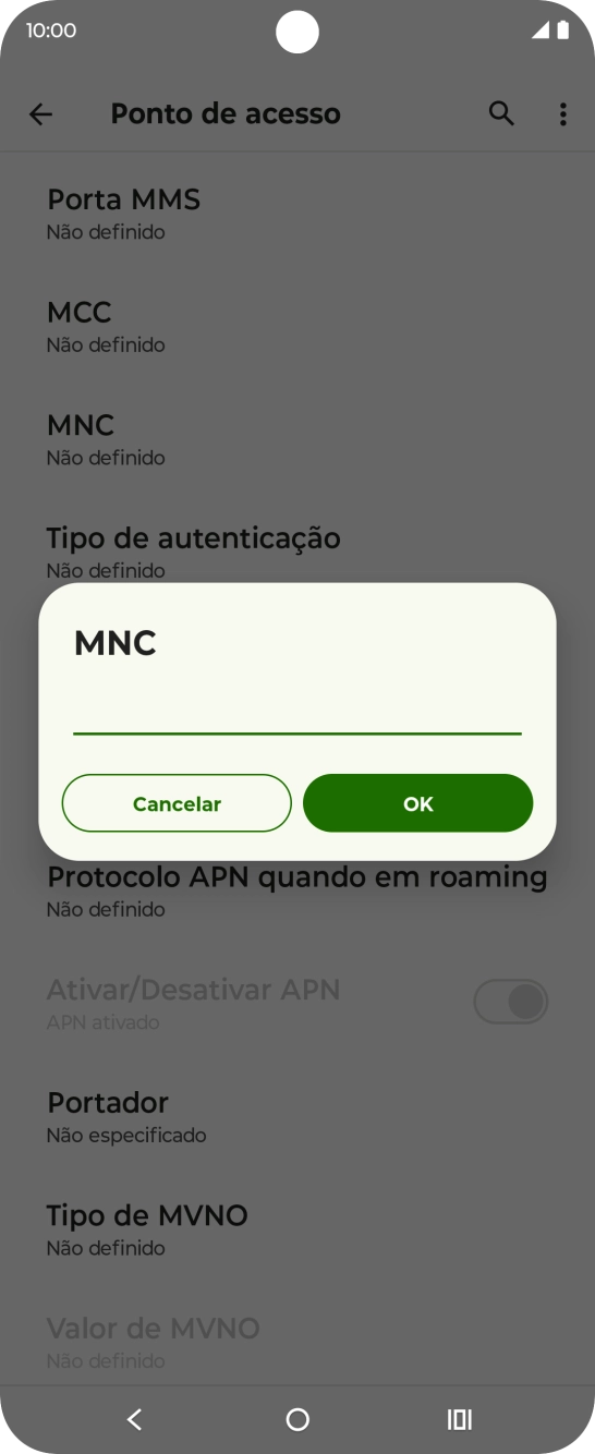 Introduza 01 e prima OK.