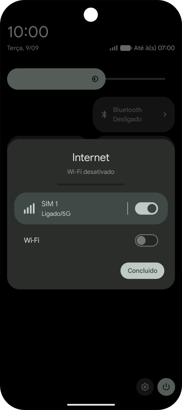 Prima o indicador junto ao ícone de dados móveis para ativar ou desativar a função.
