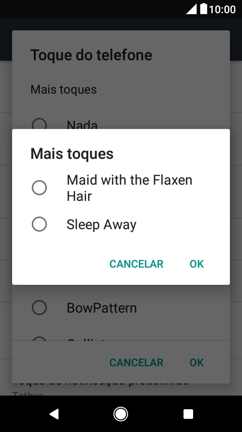 Prima os tons de toque pretendidos para os ouvir.