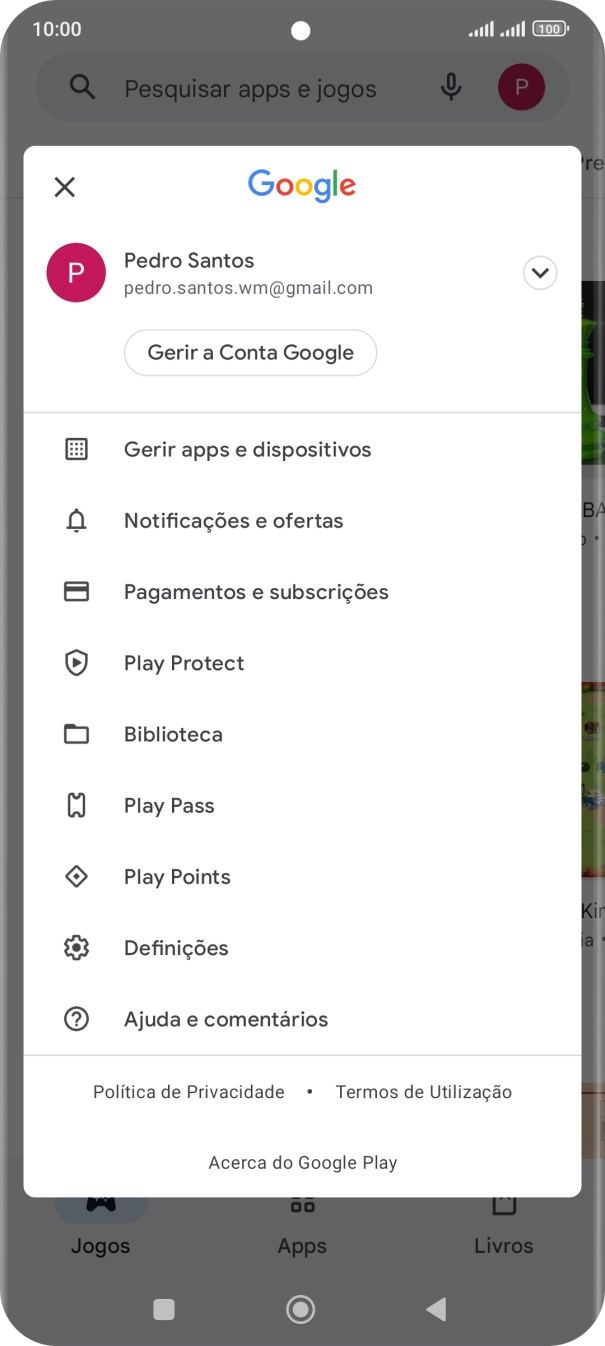 Prima Gerir apps e dispositivos.