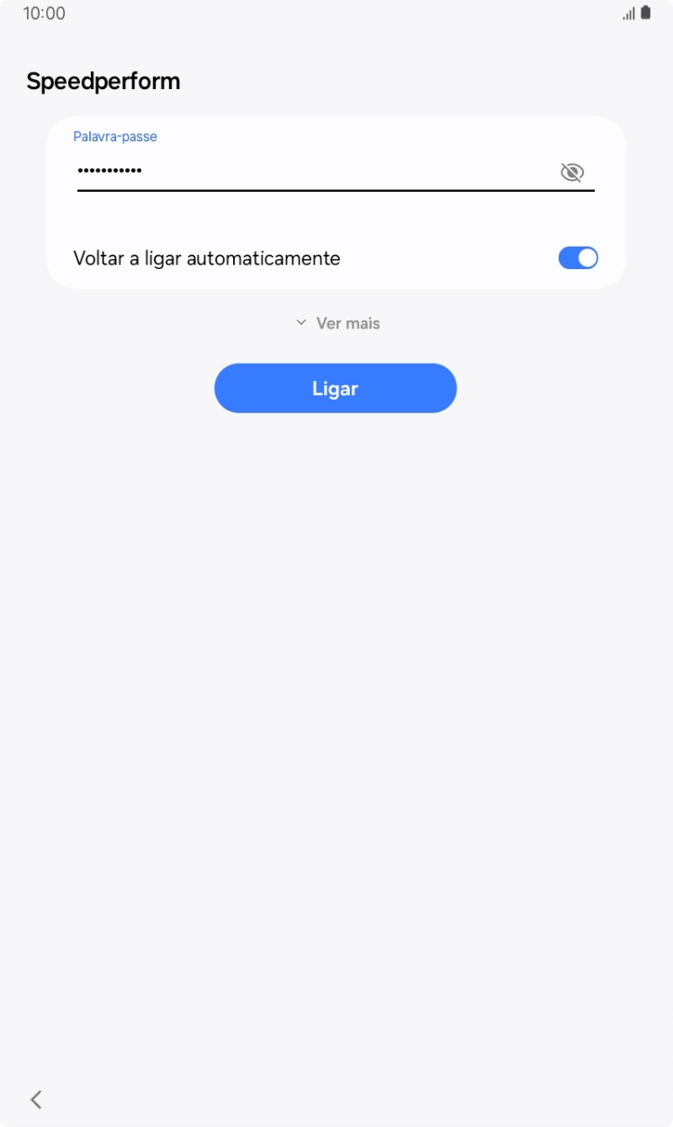 Introduza a password da rede Wi-Fi e prima Ligar.
