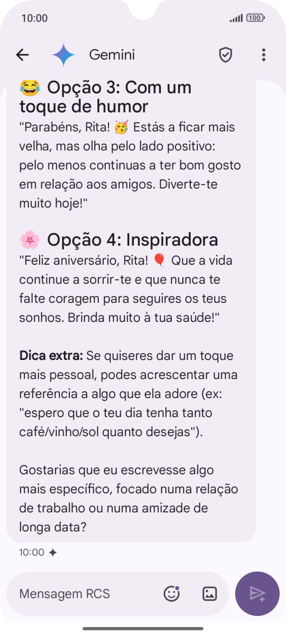 As sugestões de texto da Gemini são agora mostradas no ecrã.
