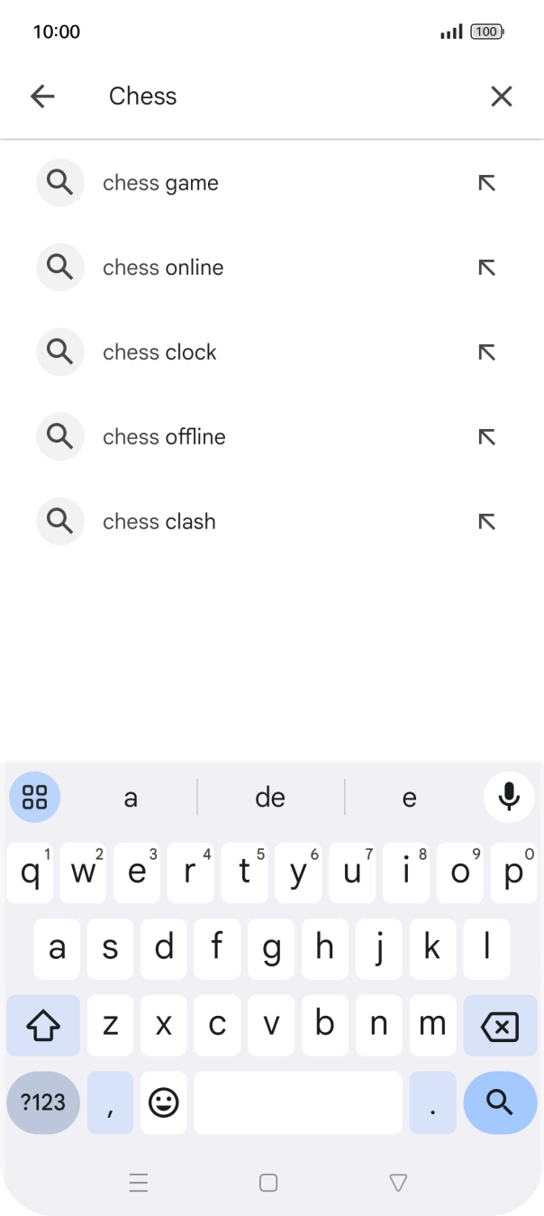 Introduza o nome ou categoria da app pretendida e prima o ícone para pesquisar.