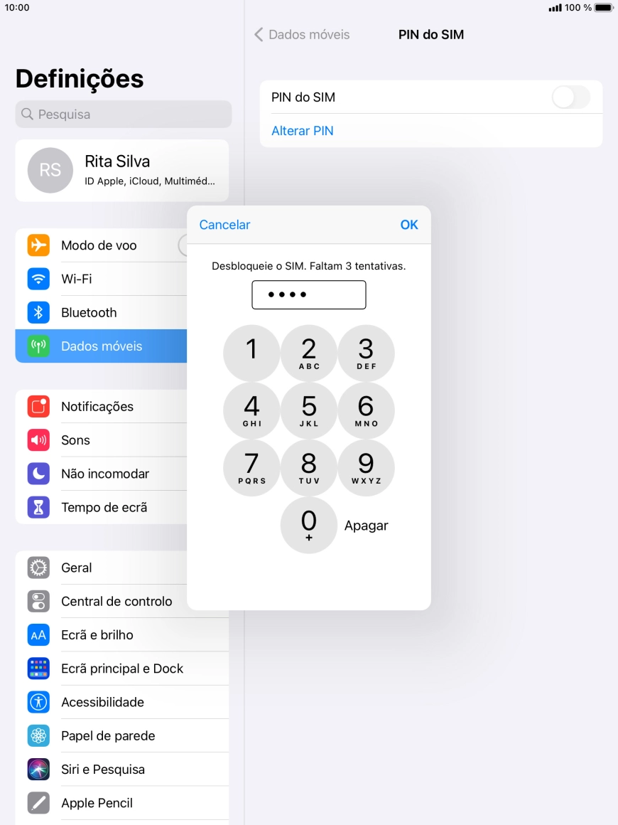 Introduza o seu código PIN e prima OK.